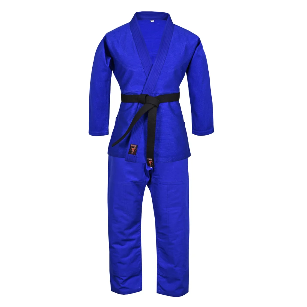Blue pearl weave BJJ Gi jacket with lightweight ripstop pants.