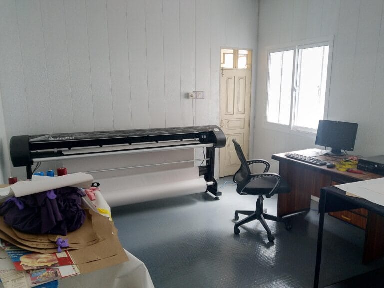 Pattern printing on a plotter for custom sportswear tech packs at GYMHUR